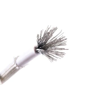 Cable silicona con fibra de vidrio estañado 1x1.5mm2, 500V 180°C, blanco, x rollo