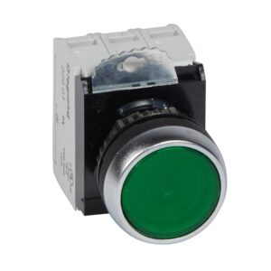 Pulsador luminoso rasante verde 22mm 1NA+1NC