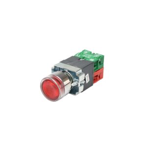Pulsador luminoso rasante rojo 22mm 240VAC NA+NC
