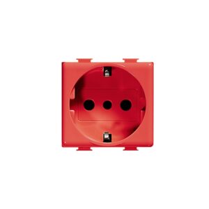Tomacorriente p/empotrar Schuko 2x16A+T 250V 2 módulos rojo Matix