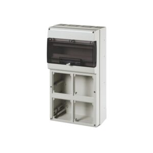 Caja combinada p/4 tomacorrientes p/empotrar inclinada 16-32A 16 DIN Domino