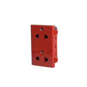 Tomacorriente universal doble 2X16A+T 127/250V 3 módulos rojo Matix