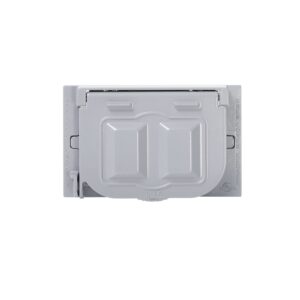 Placa hermética horizontal p/tomacorriente doble aluminio