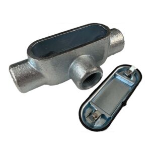 Caja Condulet hierro tipo T 1/2¨, tapa+empaque, galvanizado en caliente, UL