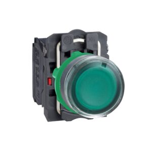 Pulsador luminoso rasante verde 240VAC/DC 2 posiciones fijas NA+NC