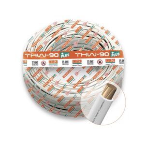 Cable THW-90+Plus 12AWG 750V aislamiento PVC blanco, clase 2, x rollo