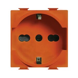 Tomacorriente para empotrar Schuko 2x16A+T 250V 2 módulos naranja Matix