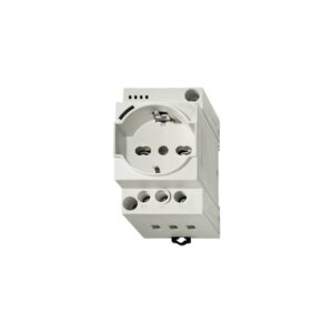 Tomacorriente para riel Schuko 2x16A+T 230V IP20 con LED RAL7035